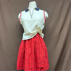 Waffle knit activewear tank top color block